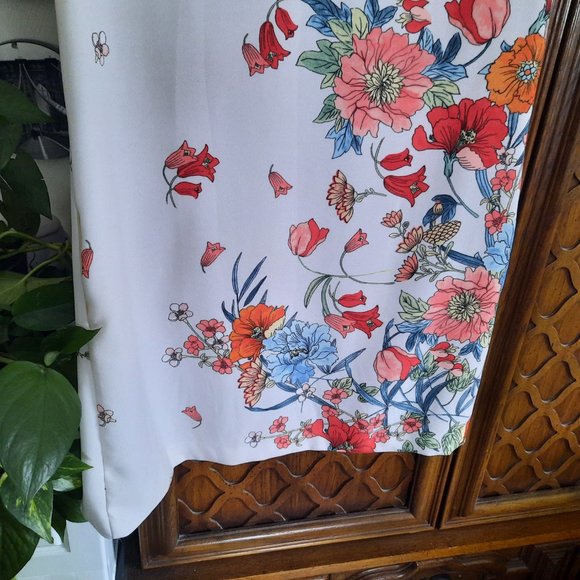 Zara Floral Print Flutter Sleeve Shift/Tunic Dress - Picture 11 of 15